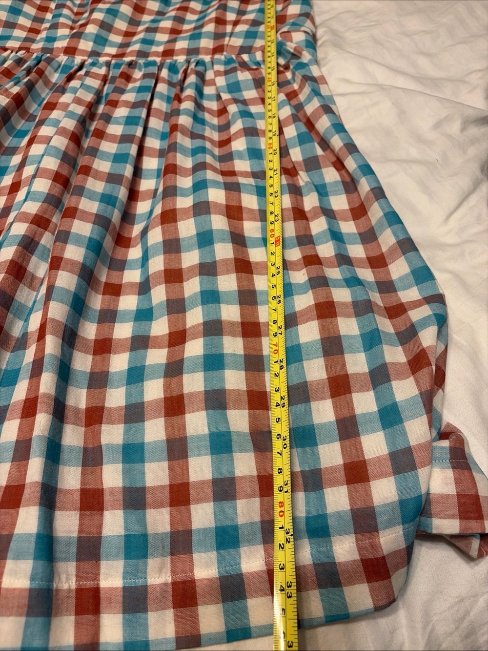 Gingham Plaid Fossil Sleeveless Dress Americana Cottage Core Picnic - Picture 4 of 7